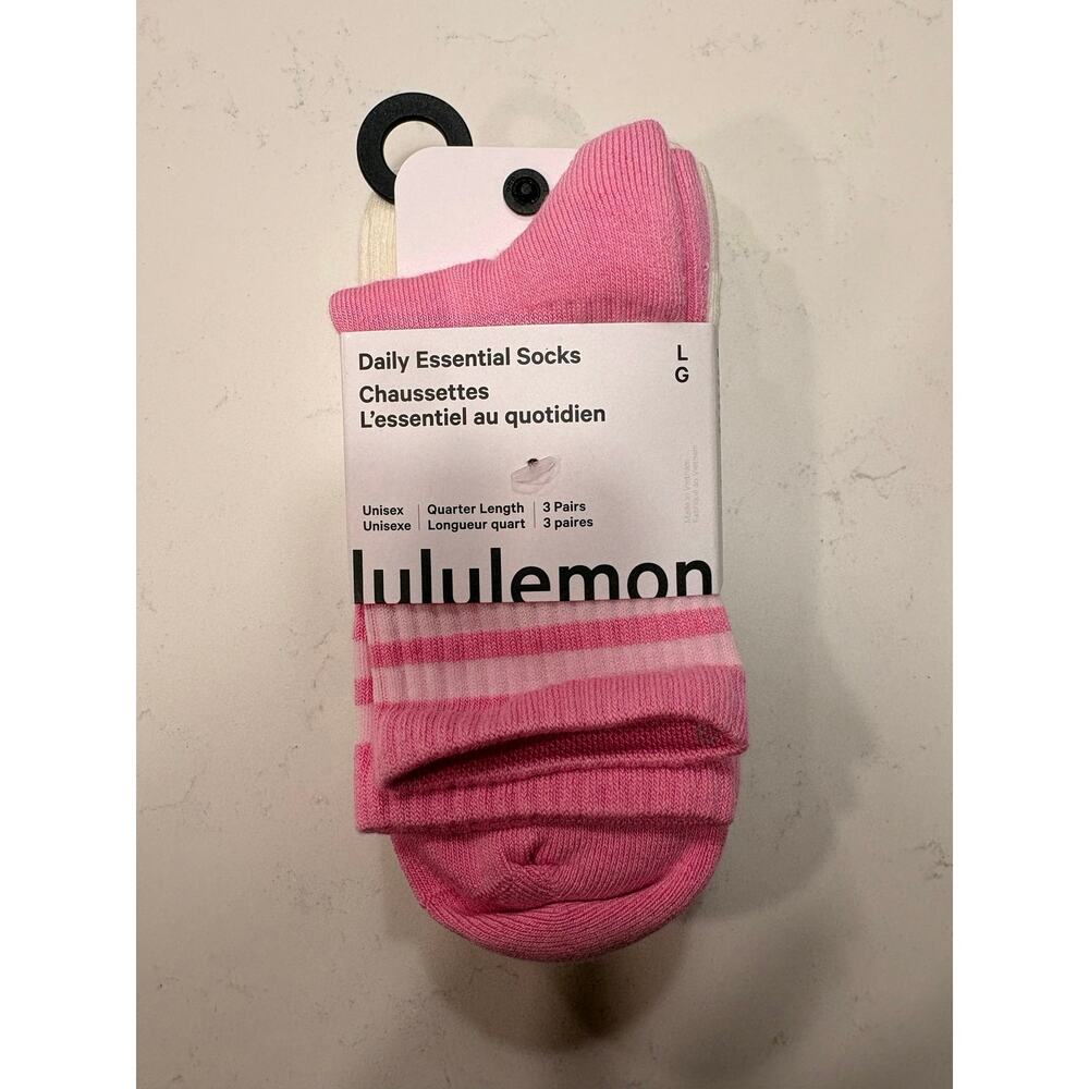NWT Lululemon Daily Essential Socks - Quarter Length- 3 pairs- Sz L - $38 MSRP